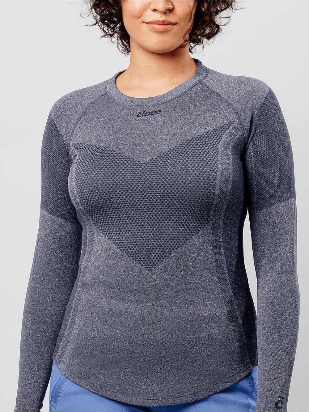 Clove Women’s Featherlite Underscrub Long Sleeve Top Heather Navy Medium